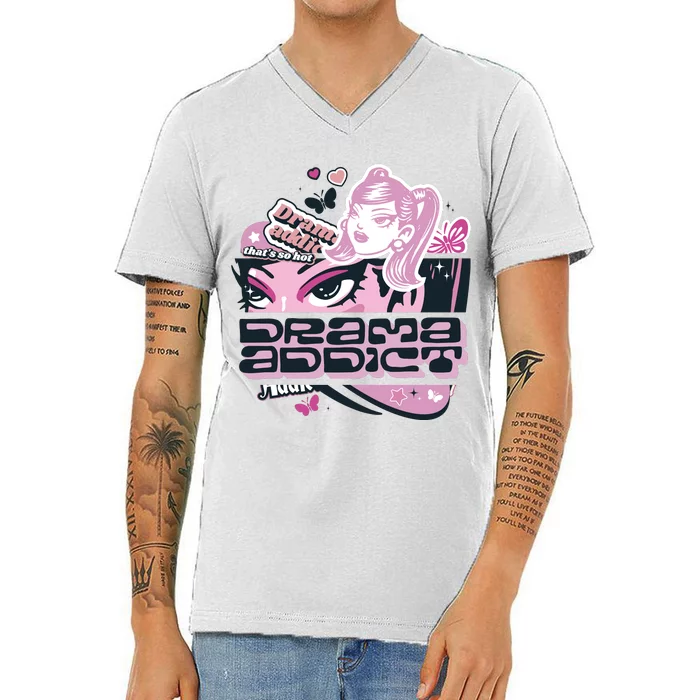 Drama Addict Y2K Diva V-Neck T-Shirt