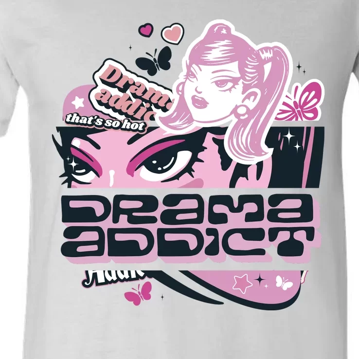 Drama Addict Y2K Diva V-Neck T-Shirt