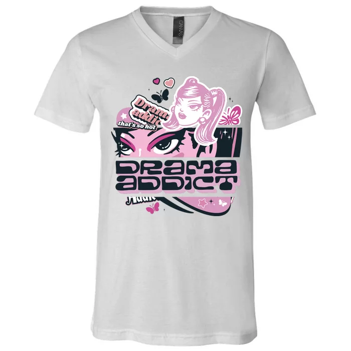 Drama Addict Y2K Diva V-Neck T-Shirt