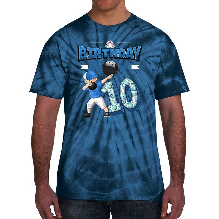 Dabbing Boy 10 Year Old Bowling Player 10th Birthday Party Tie-Dye T-Shirt