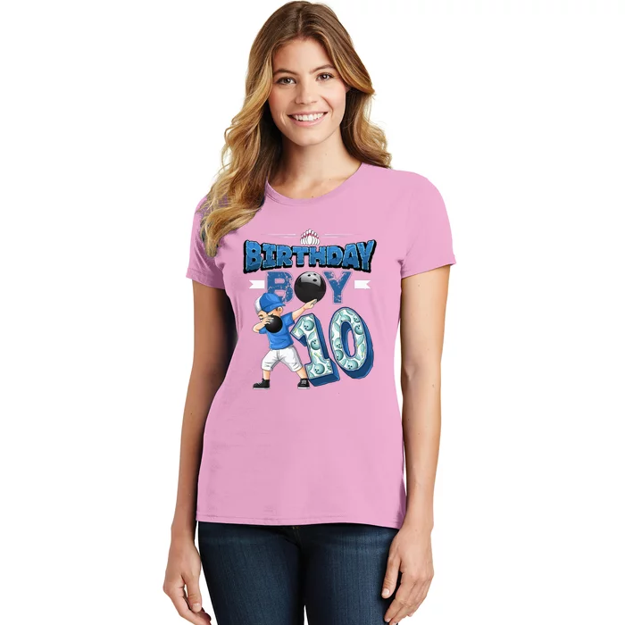 Dabbing Boy 10 Year Old Bowling Player 10th Birthday Party Women's T-Shirt