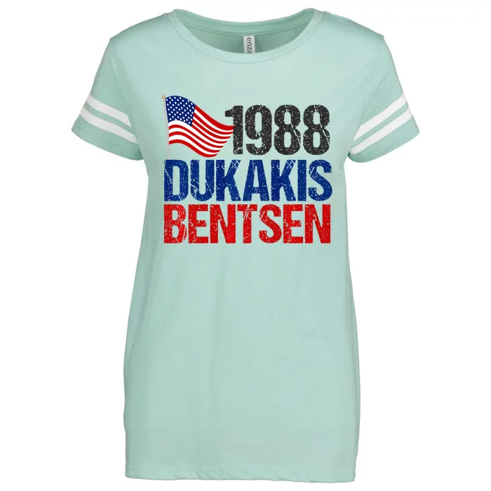 Dukakis Bentsen 1988 Retro Democrat Enza Ladies Jersey Football T-Shirt