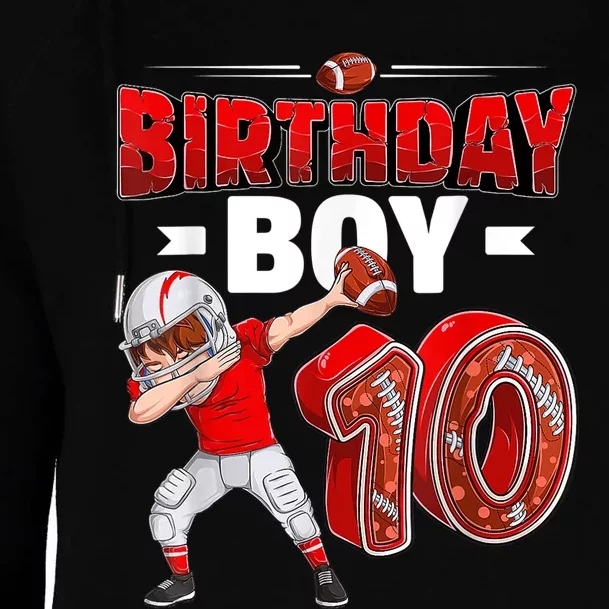 dabbing boy 10 year old American football 10th birthday Womens Funnel Neck Pullover Hood