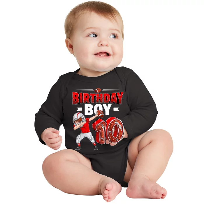 dabbing boy 10 year old American football 10th birthday Baby Long Sleeve Bodysuit