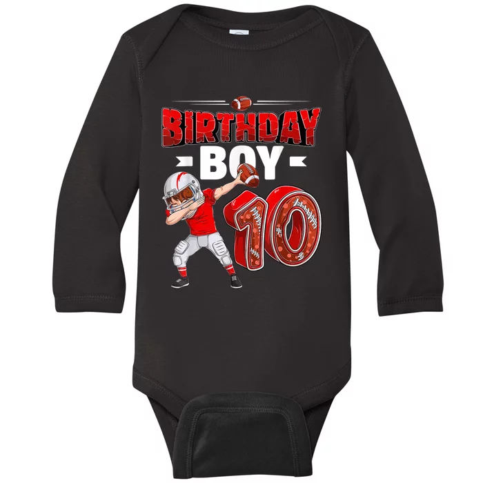 dabbing boy 10 year old American football 10th birthday Baby Long Sleeve Bodysuit