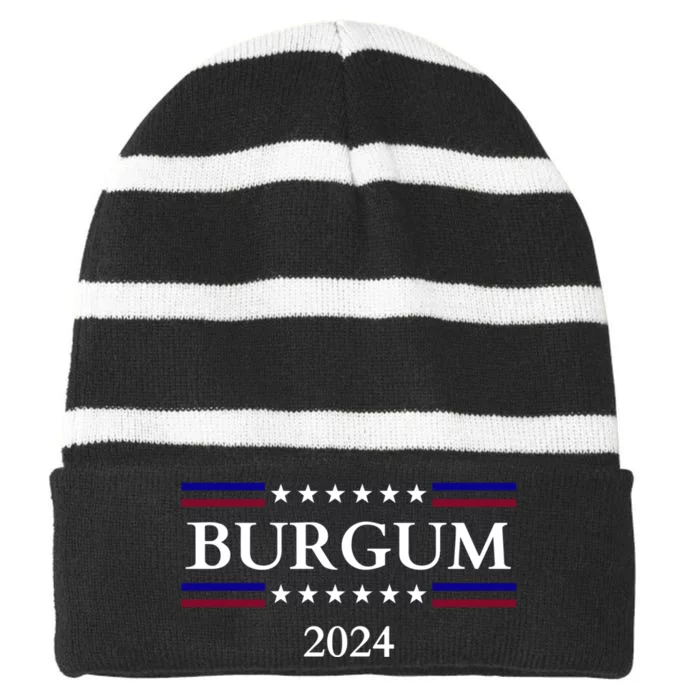 Doug Burgum 2024 Doug Burgum For Presidential Election Striped Beanie with Solid Band