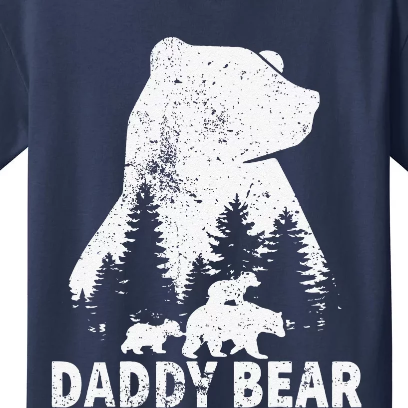 Daddy Bear 2 Cubs Father Day Funny Daddy Bear Twin Dad 2 Kids T-Shirt