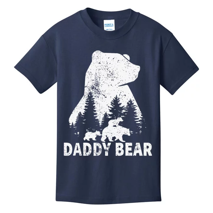 Daddy Bear 2 Cubs Father Day Funny Daddy Bear Twin Dad 2 Kids T-Shirt