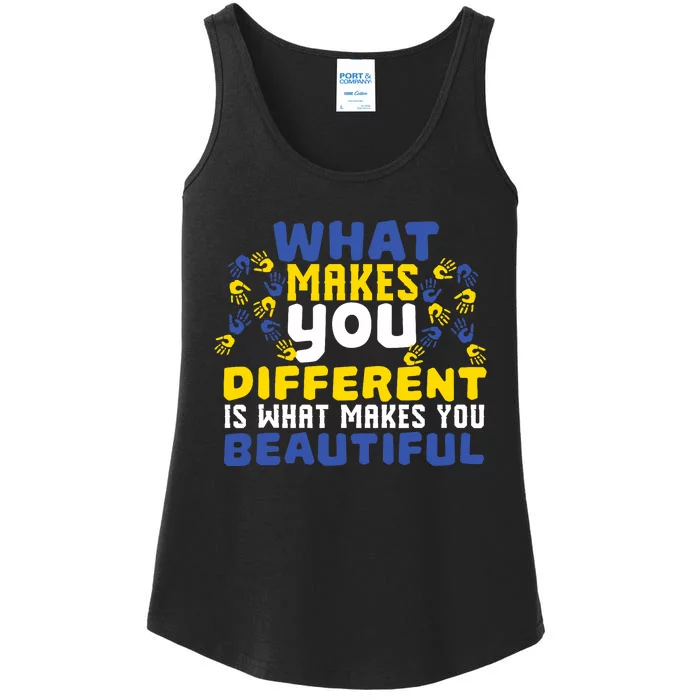 Different Beautiful 21 World Down Syndrome Awareness Day Ladies Essential Tank