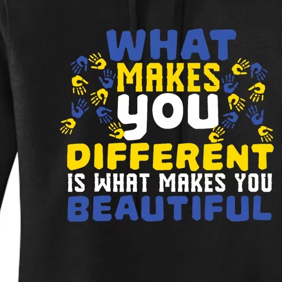 Different Beautiful 21 World Down Syndrome Awareness Day Women's Pullover Hoodie