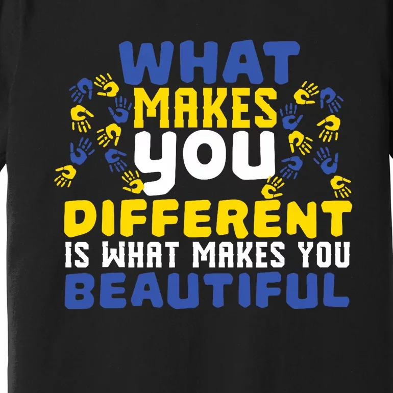 Different Beautiful 21 World Down Syndrome Awareness Day Premium T-Shirt