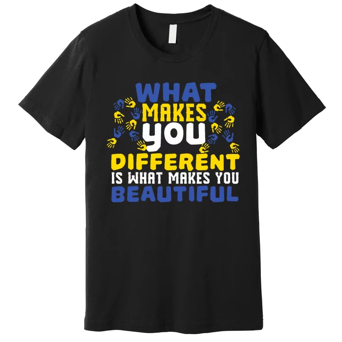 Different Beautiful 21 World Down Syndrome Awareness Day Premium T-Shirt