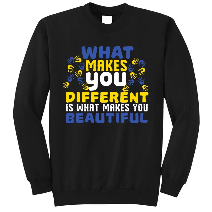 Different Beautiful 21 World Down Syndrome Awareness Day Tall Sweatshirt