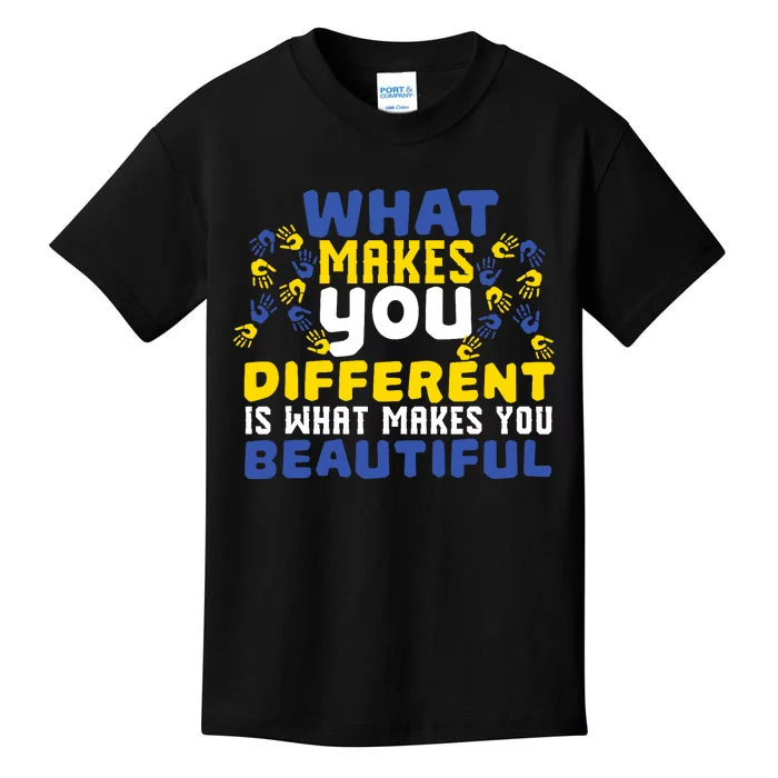 Different Beautiful 21 World Down Syndrome Awareness Day Kids T-Shirt