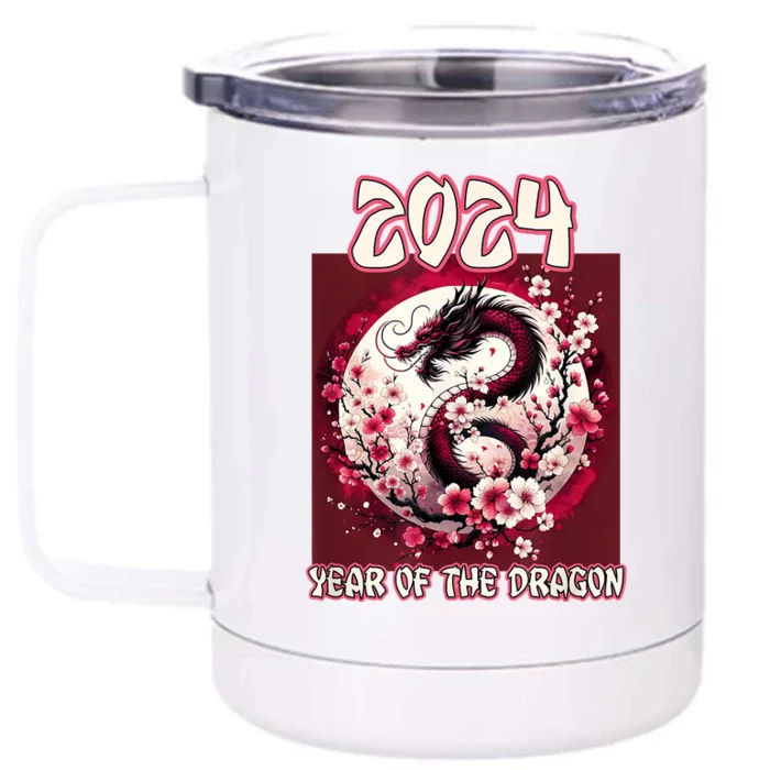 Dragon & Blossoms 2024 Year Of The Dragon Front & Back 12oz Stainless Steel Tumbler Cup