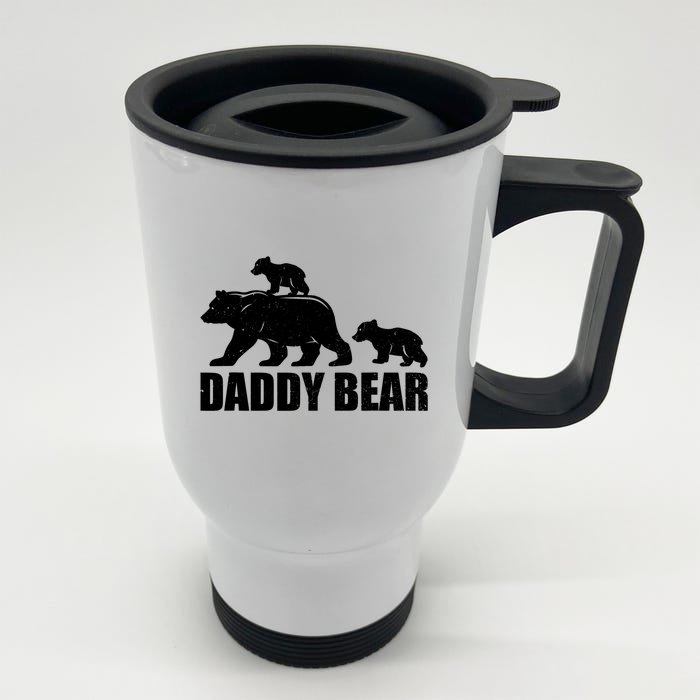 Daddy Bear 2 Cubs Daddy Bear Twin T Dad 2 T Front & Back Stainless Steel Travel Mug