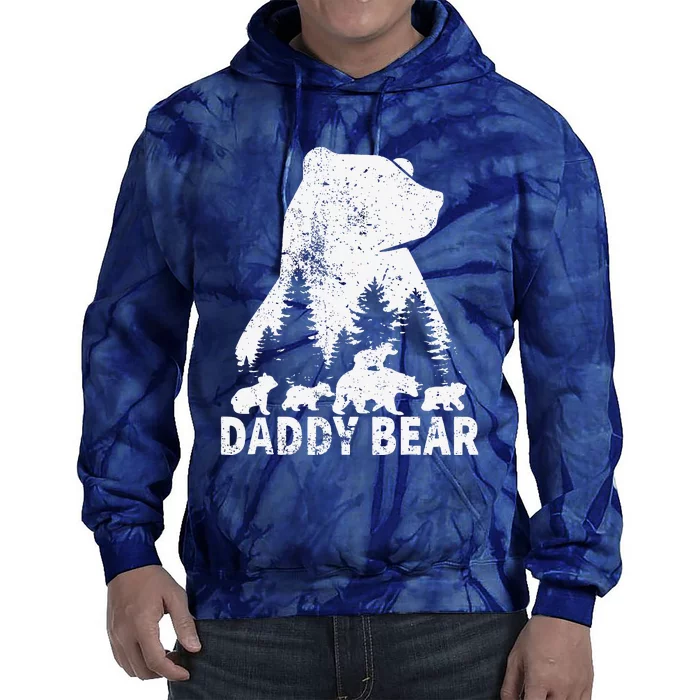 Daddy Bear 4 Cubs Father Day Funny Daddy Bear 4 Vintage Tie Dye Hoodie