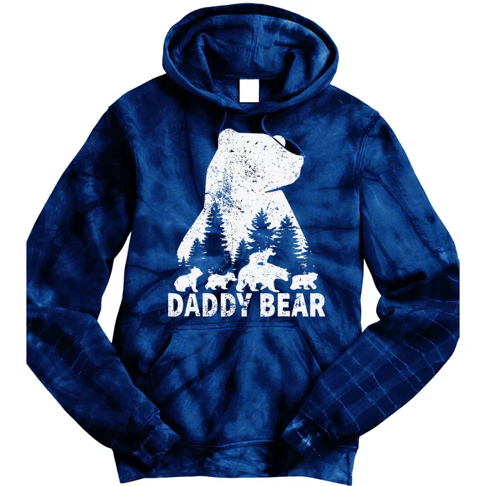 Daddy Bear 4 Cubs Father Day Funny Daddy Bear 4 Vintage Tie Dye Hoodie