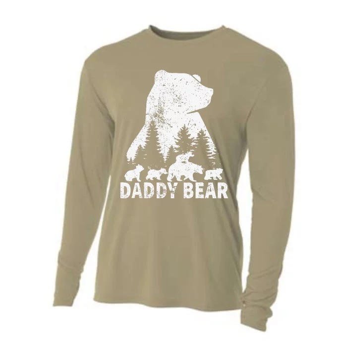 Daddy Bear 4 Cubs Father Day Funny Daddy Bear 4 Vintage Cooling Performance Long Sleeve Crew