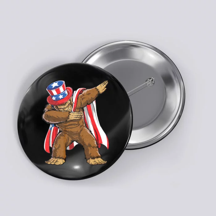 Dabbing Bigfoot 4th Of July Sasquatch American Flag Button