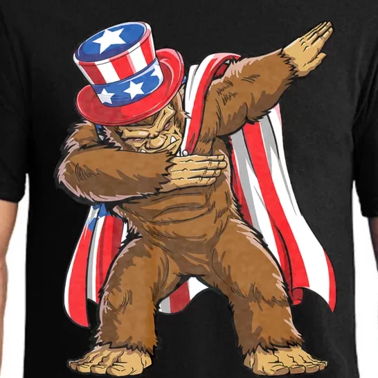 Dabbing Bigfoot 4th Of July Sasquatch American Flag Pajama Set