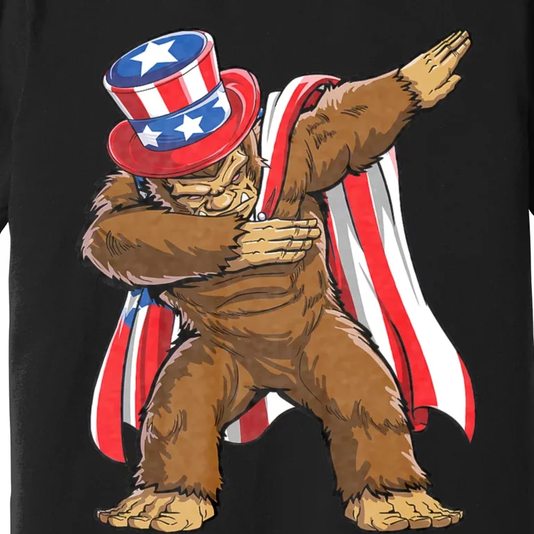 Dabbing Bigfoot 4th Of July Sasquatch American Flag Premium T-Shirt