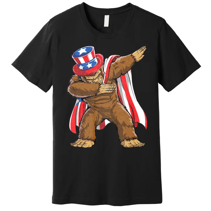 Dabbing Bigfoot 4th Of July Sasquatch American Flag Premium T-Shirt