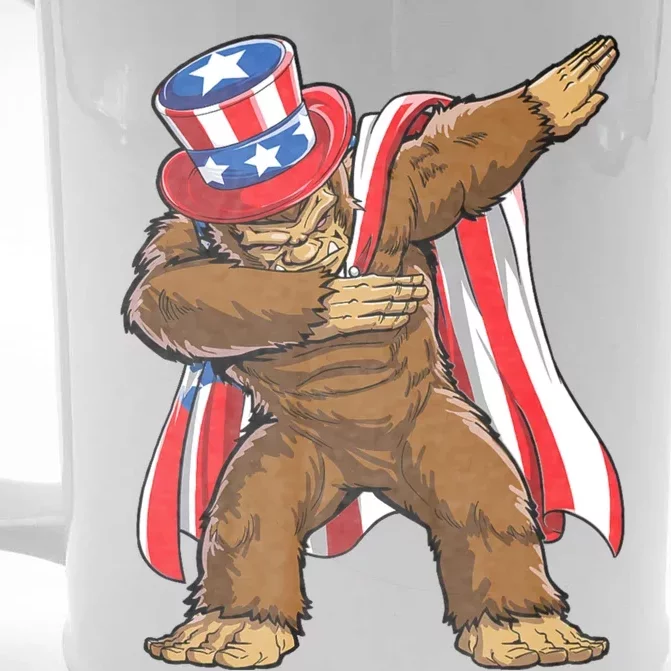 Dabbing Bigfoot 4th Of July Sasquatch American Flag Front & Back Beer Stein