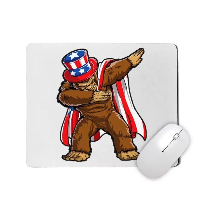 Dabbing Bigfoot 4th of July Sasquatch  USA Flag Mousepad