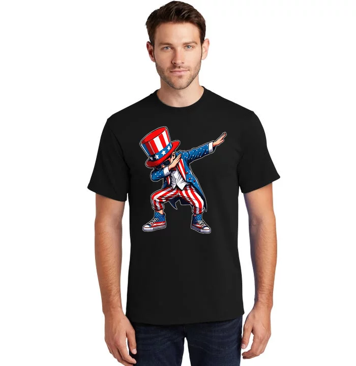 Dabbing Boy 4th Of July American Flag Usa Patriotic Tall T-Shirt