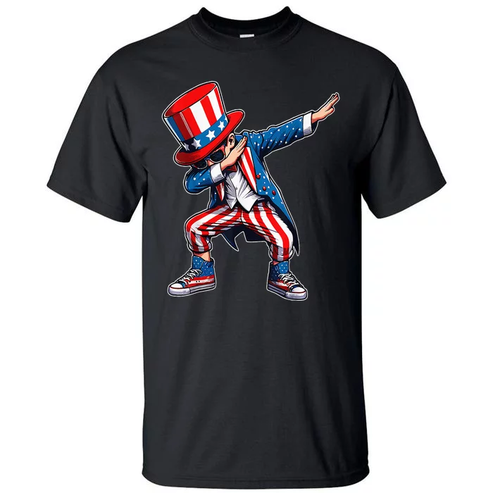 Dabbing Boy 4th Of July American Flag Usa Patriotic Tall T-Shirt