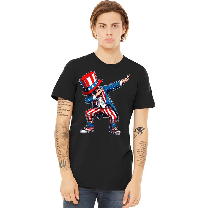 Dabbing Boy 4th Of July American Flag Usa Patriotic Premium T-Shirt