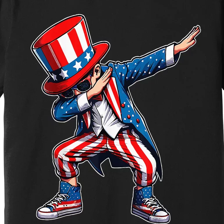 Dabbing Boy 4th Of July American Flag Usa Patriotic Premium T-Shirt