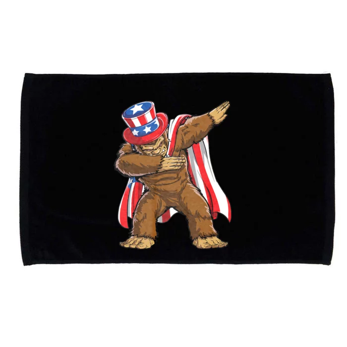 Dabbing Bigfoot 4th Of July Sasquatch American Flag Microfiber Hand Towel