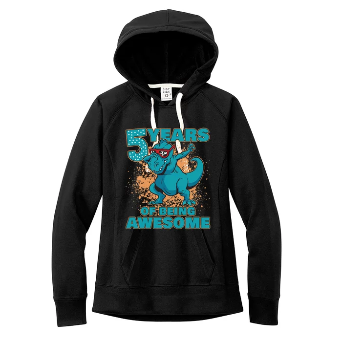 Dinosaur Birthday 5 Year Old Boy | Birthday Boy Women's Fleece Hoodie