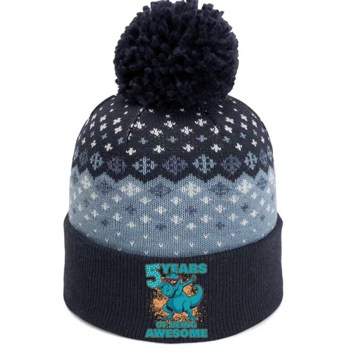 Dinosaur Birthday 5 Year Old Boy | Birthday Boy The Baniff Cuffed Pom Beanie