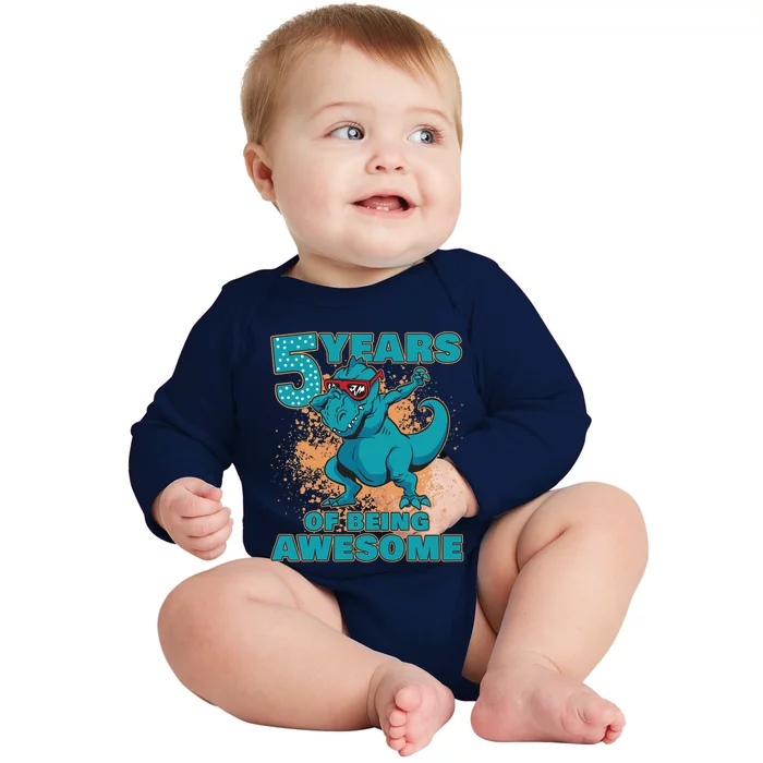 Dinosaur Birthday 5 Year Old Boy | Birthday Boy Baby Long Sleeve Bodysuit