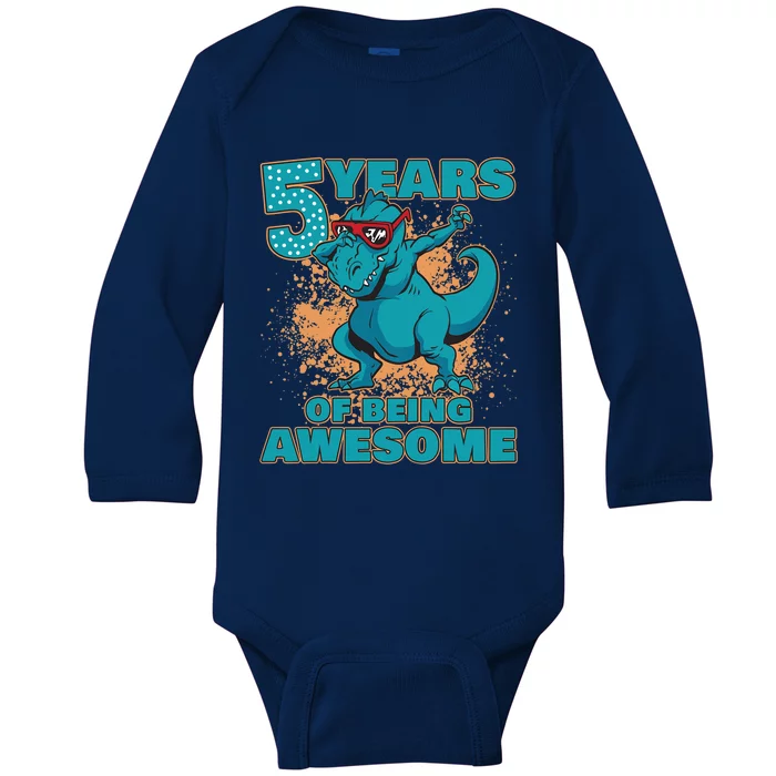 Dinosaur Birthday 5 Year Old Boy | Birthday Boy Baby Long Sleeve Bodysuit