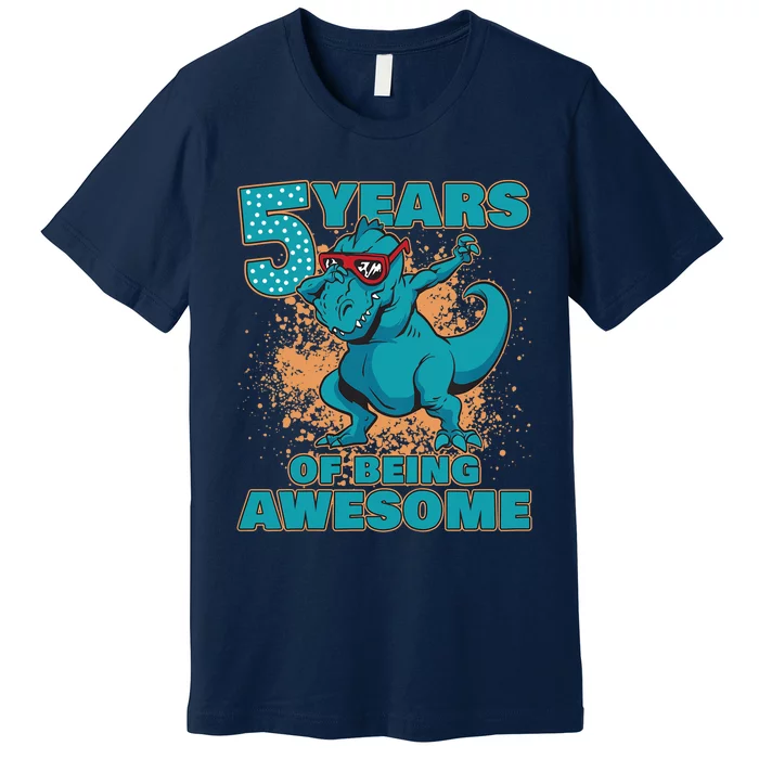 Dinosaur Birthday 5 Year Old Boy | Birthday Boy Premium T-Shirt