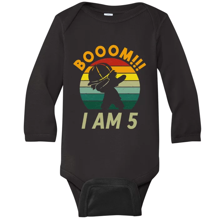 Dabbing Birthday 5 Years Old Birthday Outfit Baby Long Sleeve Bodysuit