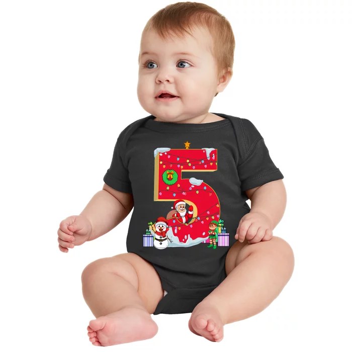 December Birthday 5th Snowman Santa Elf Christmas Xmas Baby Bodysuit