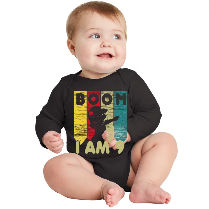 Dabbing Birthday 9 Years Old Birthday Outfit Cute Baby Long Sleeve Bodysuit