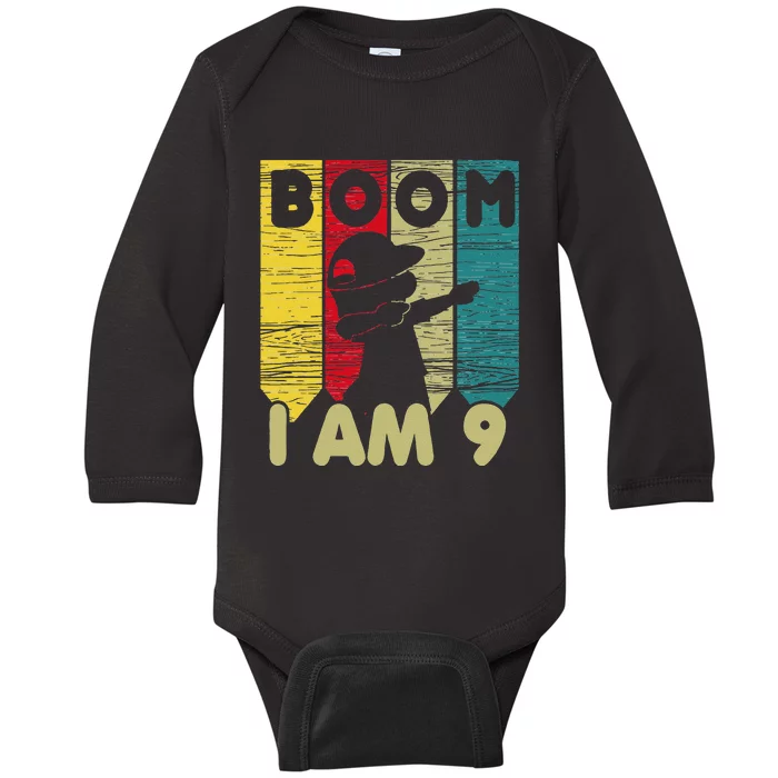 Dabbing Birthday 9 Years Old Birthday Outfit Cute Baby Long Sleeve Bodysuit