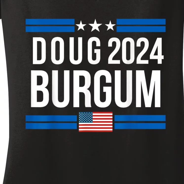 Doug Burgum American Flage 2024 Women's V-Neck T-Shirt