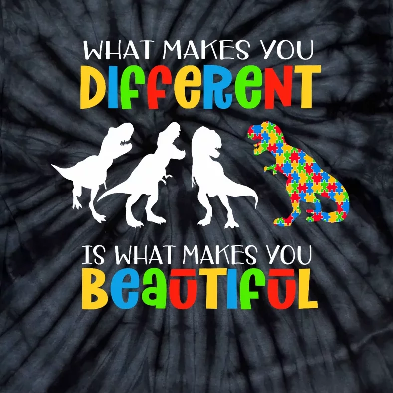 Different Beautiful Autism Awareness Puzzle Piece T Rex Tie-Dye T-Shirt