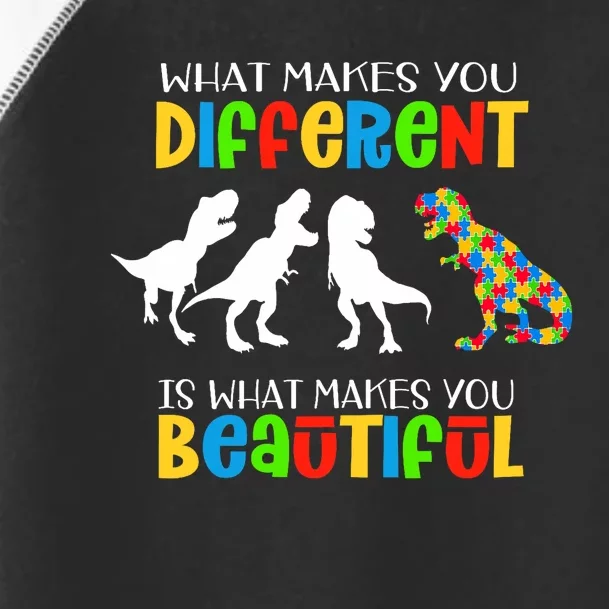 Different Beautiful Autism Awareness Puzzle Piece T Rex Toddler Fine Jersey T-Shirt