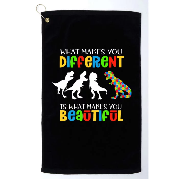 Different Beautiful Autism Awareness Puzzle Piece T Rex Platinum Collection Golf Towel