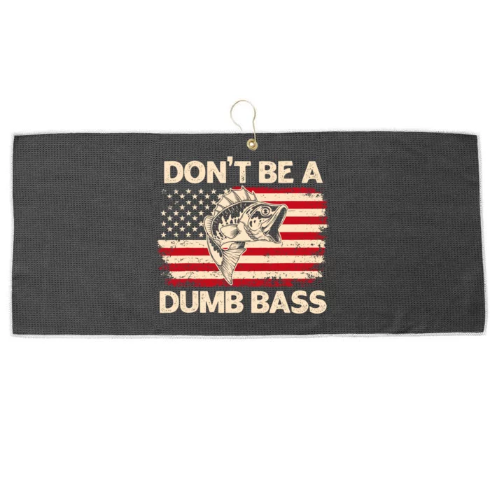 DonT Be A Dumb Bass Vintage Usa Flag Funny Bass Fishing Large Microfiber Waffle Golf Towel