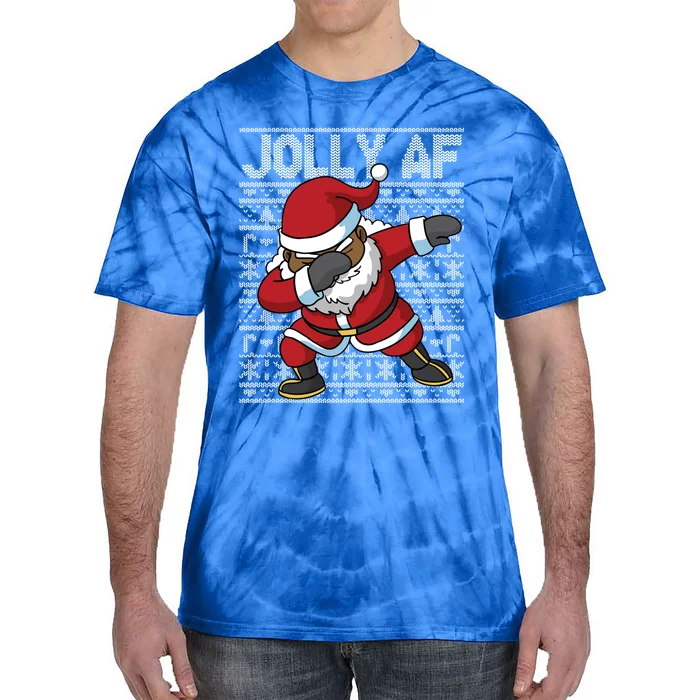 Dabbing Black African American Santa Claus Jolly Af Funny Great Gift Tie-Dye T-Shirt