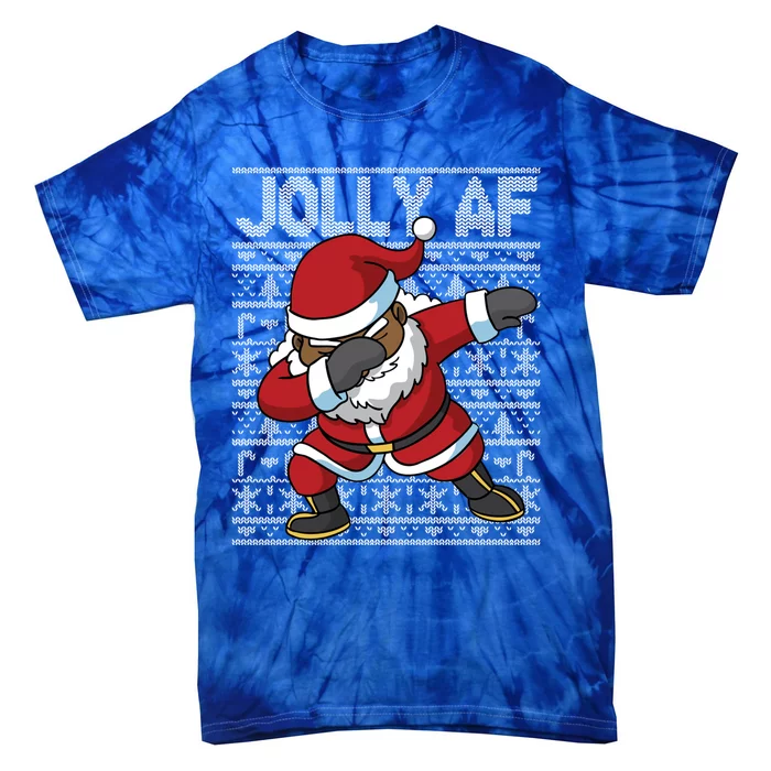 Dabbing Black African American Santa Claus Jolly Af Funny Great Gift Tie-Dye T-Shirt